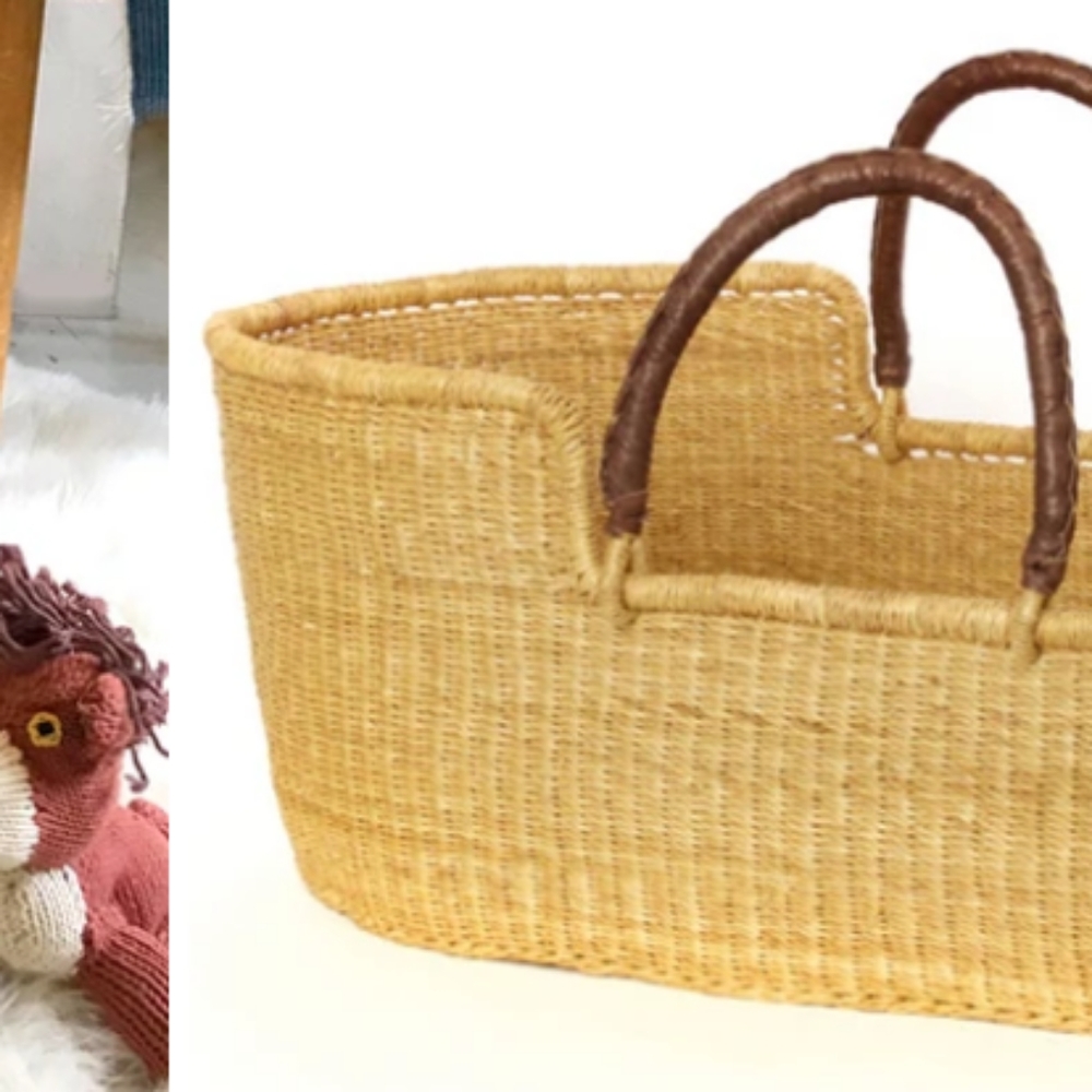 Orange Moses basket (broken for display only)